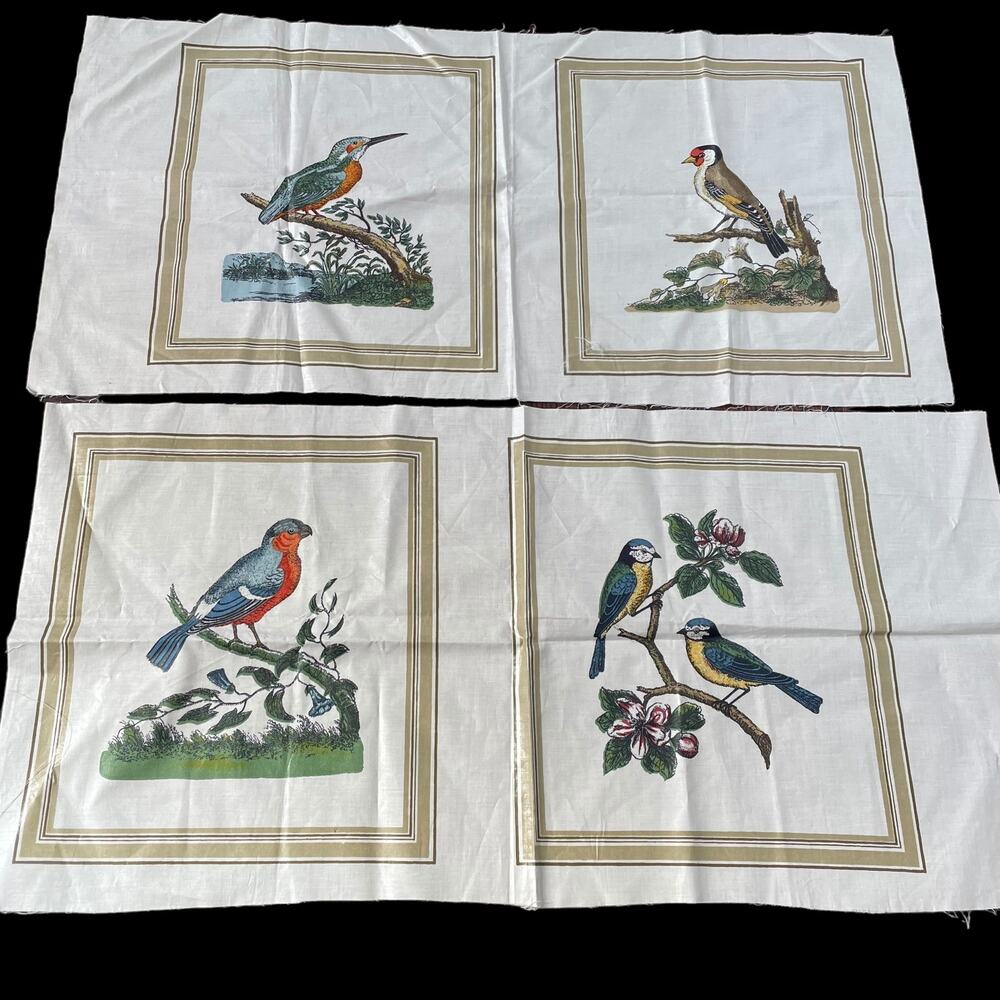Screen Print Song Bird Block Fabric Vtg Schumacher? Waxed? Panel Oiled? Craft
